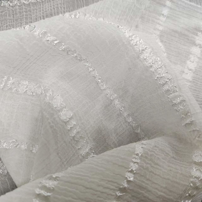 Nano Wrinkle Cross Stripe Jacquard 100% Polyester Chiffon Fabric Sun Protection