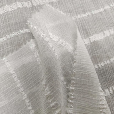 Nano Wrinkle Cross Stripe Jacquard 100% Polyester Chiffon Fabric Sun Protection