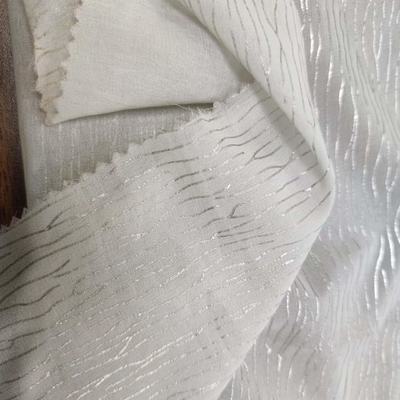 100% Polyester Silver Silk Cut Silk Lustrine Jacquard Chiffon Fabric 41G Breathable