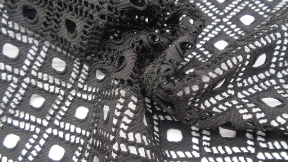 Lace Hollow Fabric 90% Polyester 10% Spandex 250 Gsm Elastic 150 Cm