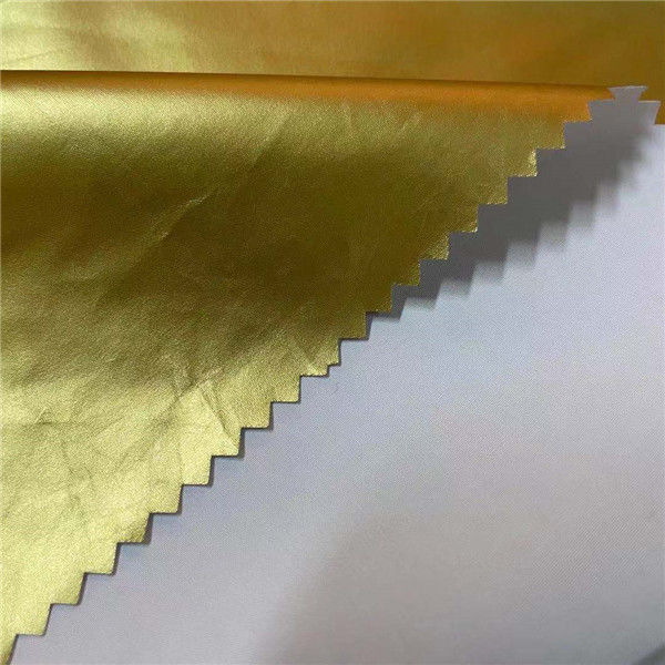 100% Polyester Gold Foiled Winter Breaker Fabric 50D*50D 100gsm 150cm Waterproof