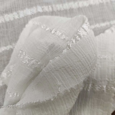 Nano Wrinkle Cross Stripe Jacquard 100% Polyester Chiffon Fabric Sun Protection